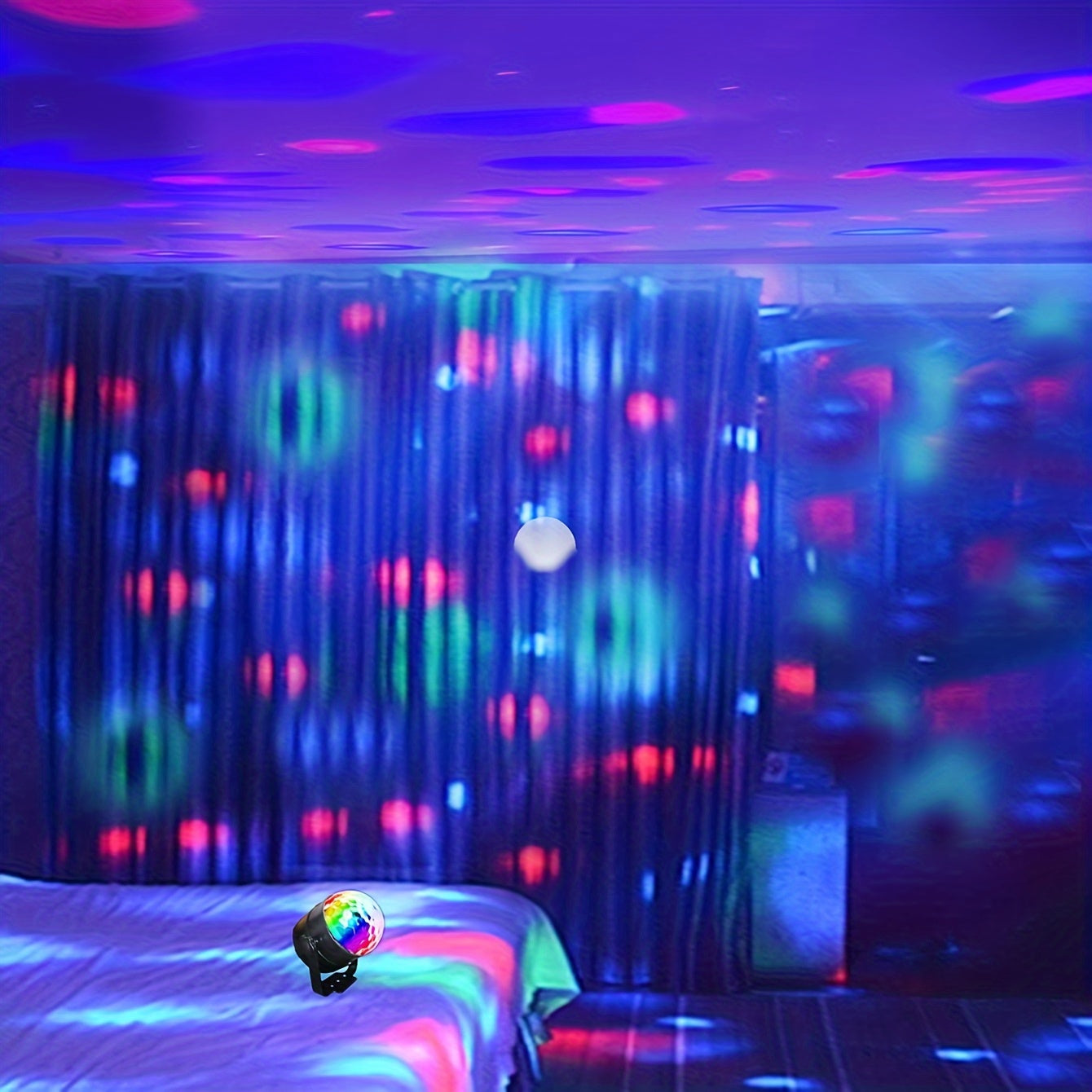 1pc Luz De Bola Mágica De Cristal RGB Con Control Remoto, Luz De Escenario Giratoria De Siete Colores Con Soporte Y Control Remoto, Luz De Discoteca De Fiesta De DJ, Cambio De Color Con Control Remoto, Luz De Escenario Genial, Adecuada Para Actuaciones D