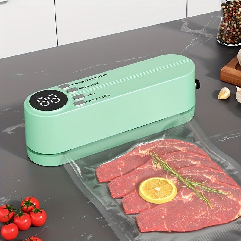 MOMMED Sellador de Vacío Inalámbrico Portátil - Recargable por USB, Conservador de Alimentos Multifuncional con Sellado de Bolsas de Snacks y Succión Externa, Diseño Compacto para Cocina y Picnics al Aire Libre
