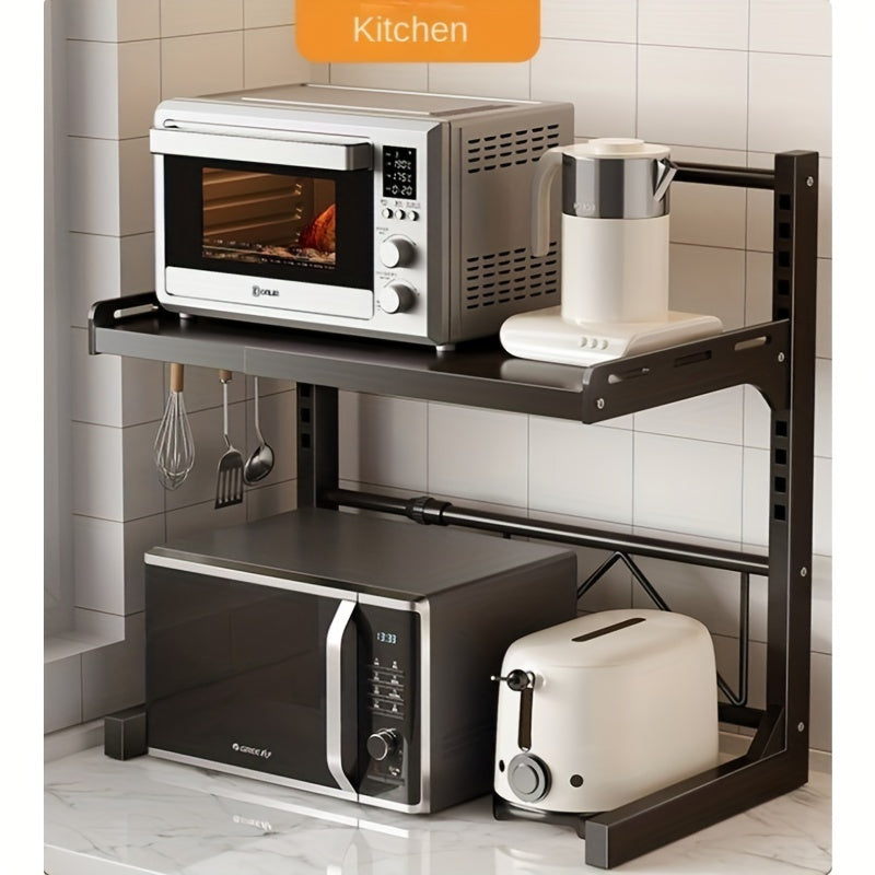 Estante organizador de cocina multicapa, hierro fundido con tubos de metal, estante de almacenamiento de microondas y electrodomésticos expandible, sin madera, sin necesidad de energía, muebles de cocina de metal