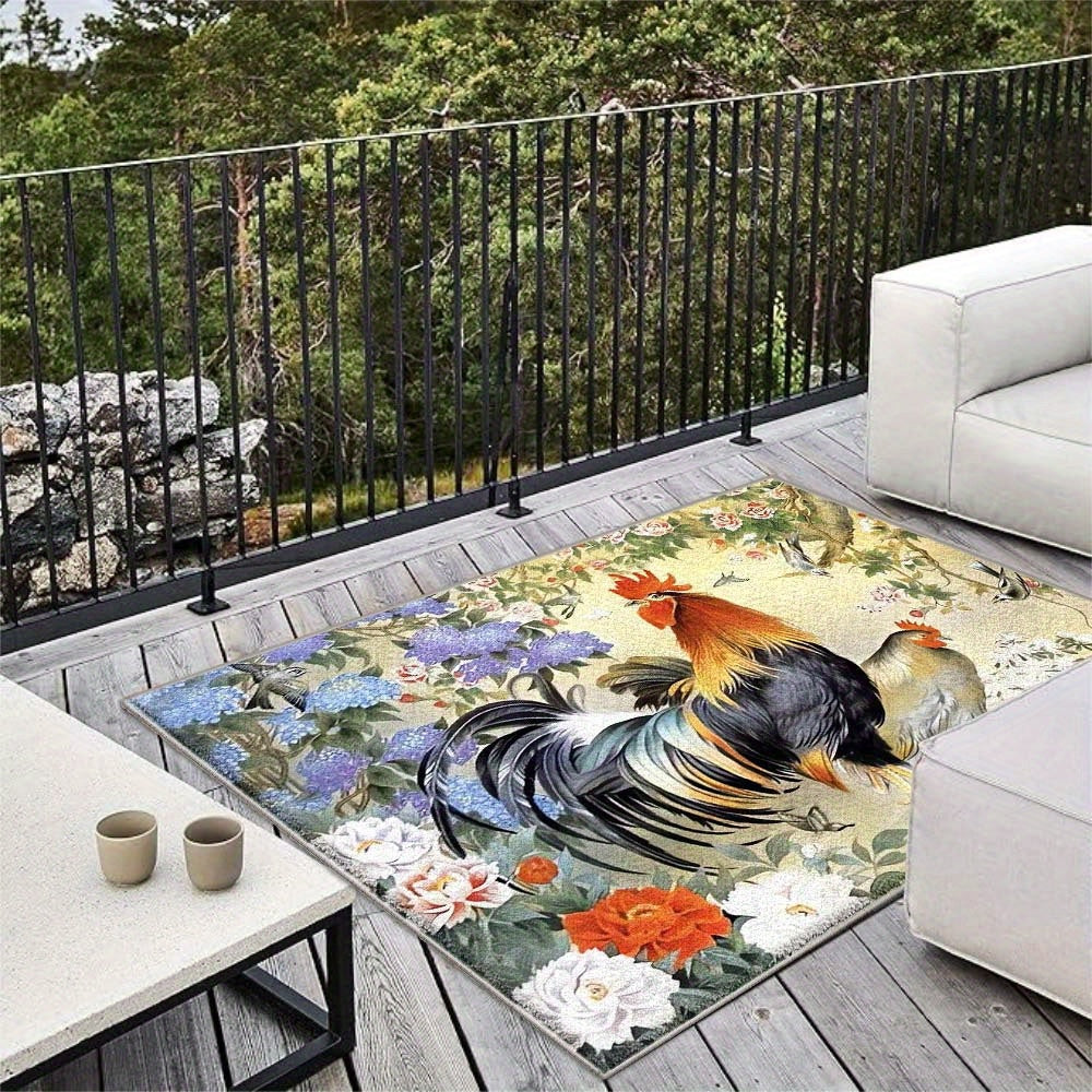 Siete Ciervos, Alfombra Exterior de Felpa Geométrica Nórdica - 852g/m², Lavable en Máquina, Base Antideslizante, Diseño Moderno Minimalista en Crema y Negro para Patio, Sala de Estar y Áreas de Alta Circulación, Decoración de Patio | Alfombra de Estilo N