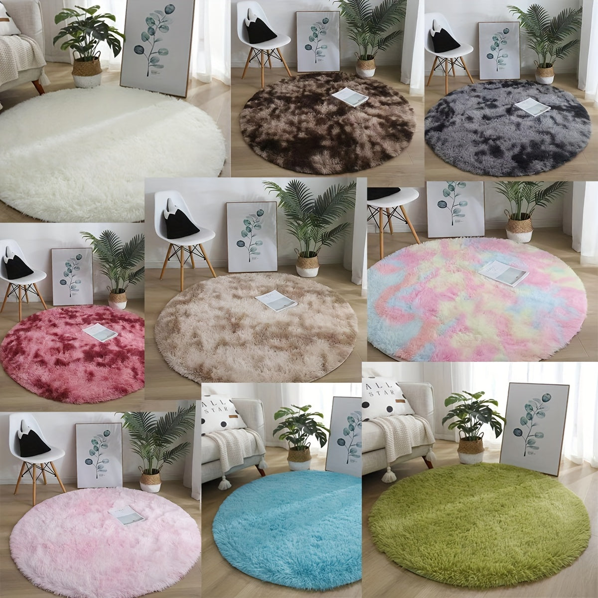 Alfombra redonda mullida, antideslizante de fibra de poliéster tejida, tapete liviano hecho a máquina para sala, dormitorio, cuarto de juegos, decoración de residencia estudiantil, lavable a mano, respaldo de goma, ideal para Halloween, Pascua, Hanukkah