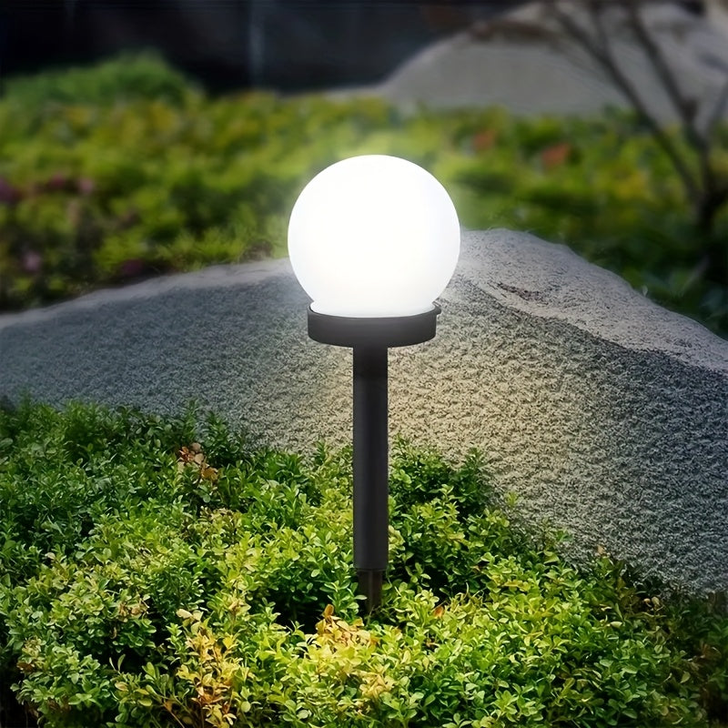 8 luces solares LED esféricas para jardín, blancas, iluminación exterior para caminos, luces solares automáticas de plástico resistente para césped, patio, decoración navideña y de bodas, luces solares para exteriores, decoración de jardín, acentos decor