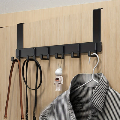 1pc Colgador de Puerta Estiloso con 6 Ganchos - Instalación Fácil Sin Taladro, Acabado Elegante, Organizador Montado en la Puerta para Entrada, Dormitorio o Armario - Soporte Multiusos Duradero, Accesorio Moderno para el Hogar, Ahorra Espacio