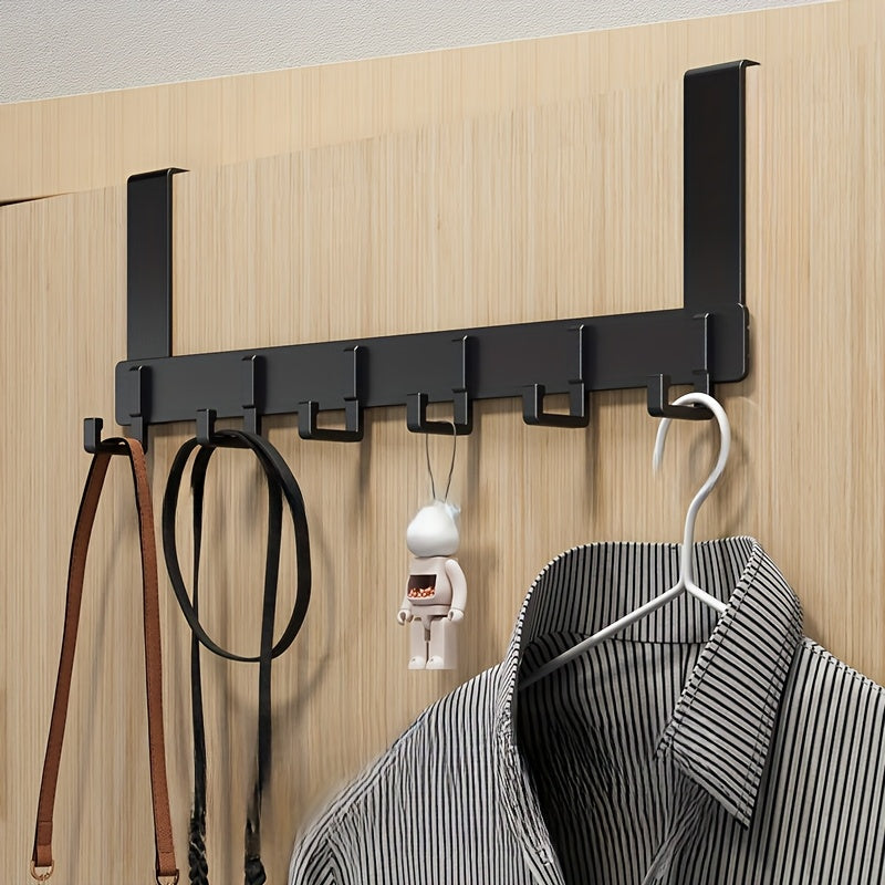 1pc Colgador de Puerta Estiloso con 6 Ganchos - Instalación Fácil Sin Taladro, Acabado Elegante, Organizador Montado en la Puerta para Entrada, Dormitorio o Armario - Soporte Multiusos Duradero, Accesorio Moderno para el Hogar, Ahorra Espacio