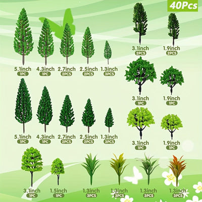 60 árboles modelo de 1.3 a 10.92 cm, árboles mixtos para paisajes de tren, árboles arquitectónicos y árboles artificiales para manualidades DIY, maquetas y paisajes verdes naturales