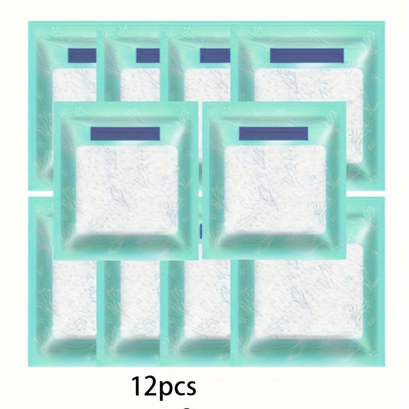 6/12 piezas de bolsas absorbentes de humedad con etiqueta azul - Adecuadas para armarios, dormitorios, residencias universitarias y almacenamiento de coches. Estos deshumidificadores plásticos reutilizables no requieren energía, controlan olores y son es