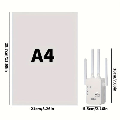 Amplificador de Señal WiFi OURLIFE con 4 Antenas, Amplificador sin varillas 2.4GHz para Hogar, Oficina y Cafetería - Elimina Zonas Muertas, Compatible con Smartphones, Tabletas y TVs Inteligentes - Enchufe US (110-130V), Mejora la Cobertura del Internet