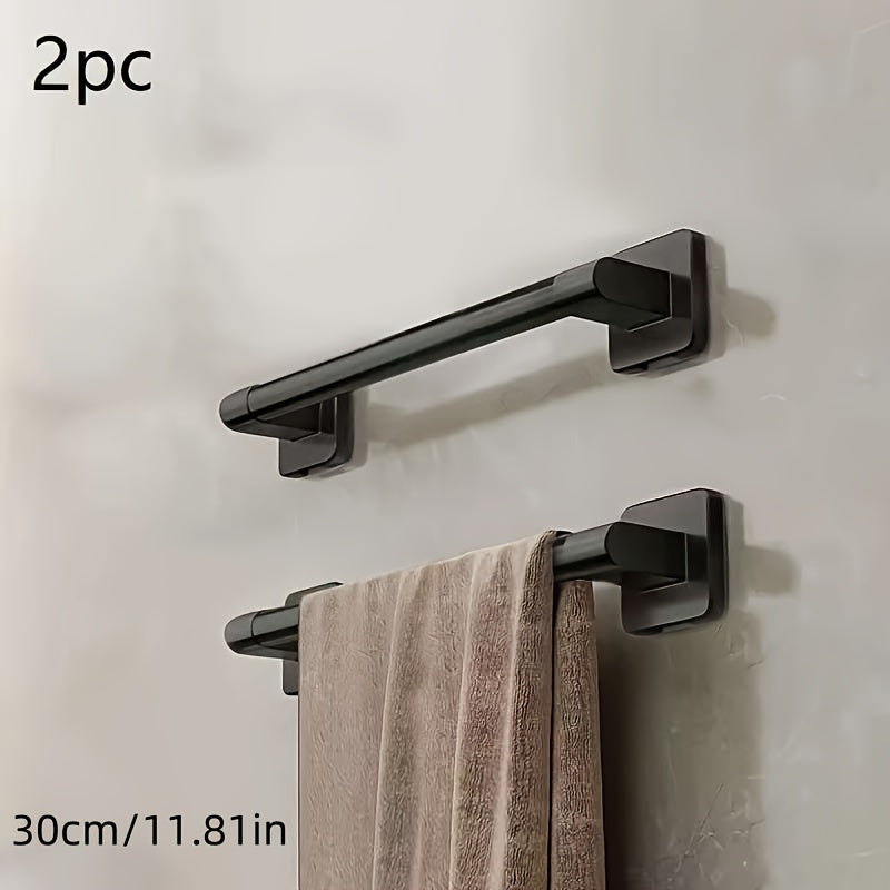2 Piezas de Soporte para Toallas Sin Taladro, Organizador Montado en Pared con Alta Capacidad de Carga - Diseño Moderno y Minimalista para Baño, Cocina o Spa - Fácil Instalación, Construcción en Acero al Carbono, Almacenamiento Contemporáneo, Decoración