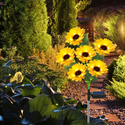 Luces solares decorativas de girasol para exteriores, 6 luces de girasol con poste luminoso, luces solares automáticas para jardín, encendido/apagado automático, regalo ideal para mamá y amigos, decoración para jardín y césped