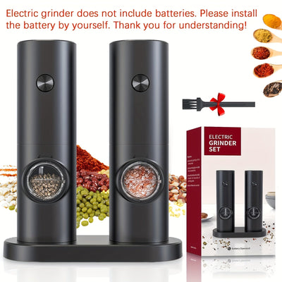 Opción de 1pc/2pcs, Juego de Molinillos Eléctricos para Sal y Pimienta con Luz LED, Grano Ajustable, Gran Capacidad, Ideal para Cocina en Casa o BBQ, Regalo de Boda