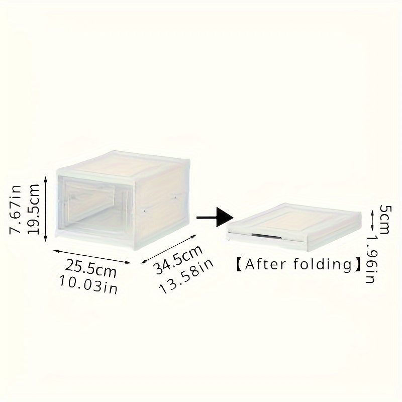 1pc Caja de Zapatos Plegable, Organizador Apilable Ahorrador de Espacio con Diseño Antipolvo - Sin Necesidad de Montaje, Ideal para Dormitorios, Hogares y Residencias Estudiantiles