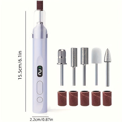 FEIYBA Taladro eléctrico profesional para uñas con broca y cinta de lijado, juego de lima para manicura y pedicura, herramienta de pulido para uñas en casa o salón