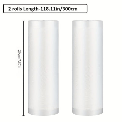2 Rollos, Bolsas para Sellado al Vacío de Alimentos, Conservación Fresca, Material Grado Alimenticio, Paquete Individual, Uso en Restaurantes y Hogar