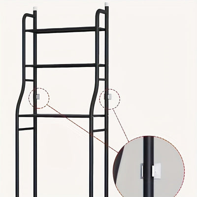 Estantería de Almacenamiento Sobre el Inodoro | Organizador de Baño Independiente de Metal con Ganchos | Instalación Sin Taladro | Estantes Multiniveles para Inodoro y Lavadora | Diseño Ahorra-Espacio | Acabado Blanco | Ideal para Toallas, Artículos de A