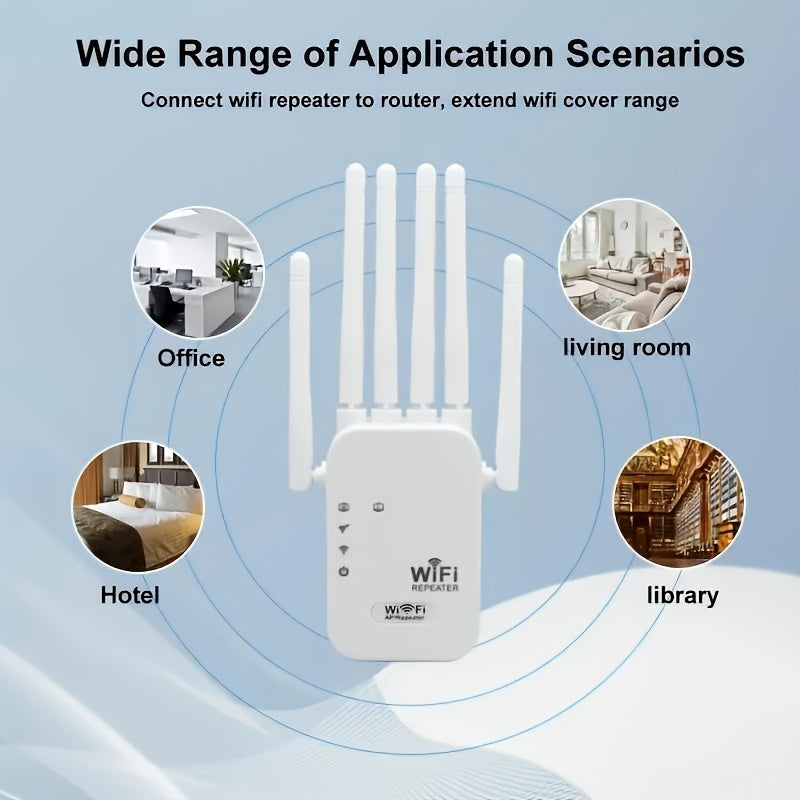Extensor WIFI6, Amplificador de Señal con Puerto Ethernet, 6 Antenas de Alto Rendimiento, Cobertura 360° sin Puntos Muertos hasta 11000 pies cuadrados, Tecnología WIFI6, Velocidad Inalámbrica Hasta 300Mbps y Conexión Estable por Cable. Función de Relé Rá