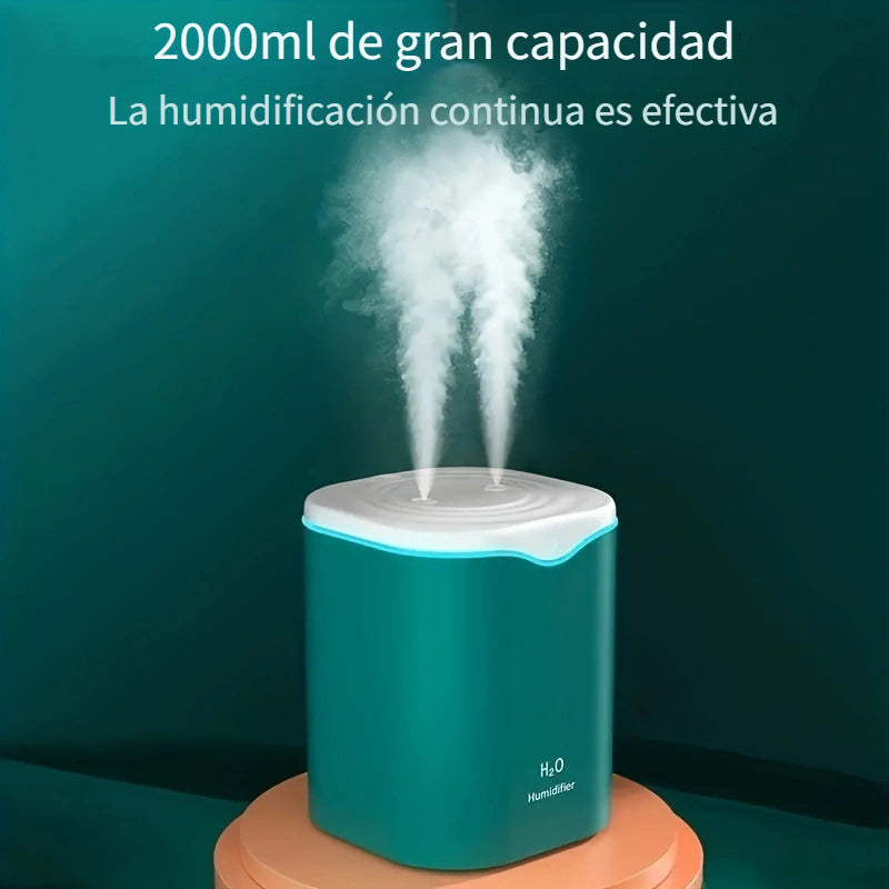 1pc Humidificador de Otoño e Invierno de Gran Capacidad 2000ml con Doble Rociador, 67.63oz Humidificador Portátil con Tecnología de Ondas Sonoras, Humidificador de Aire de Nube Grande de 2L con Doble Rociador USB para Interiores, Difusor de Aire con Tecn