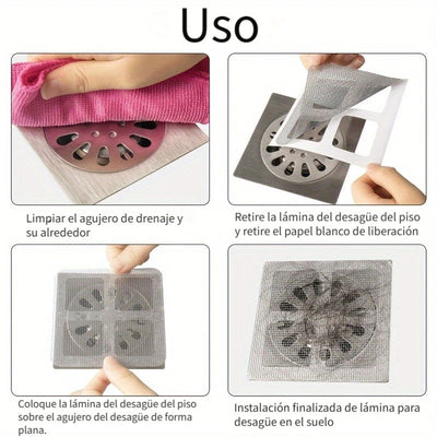 10 piezas de filtro para cabello en el baño, pantalla anti-insectos adhesiva para desagüe del inodoro y cocina, evita obstrucciones