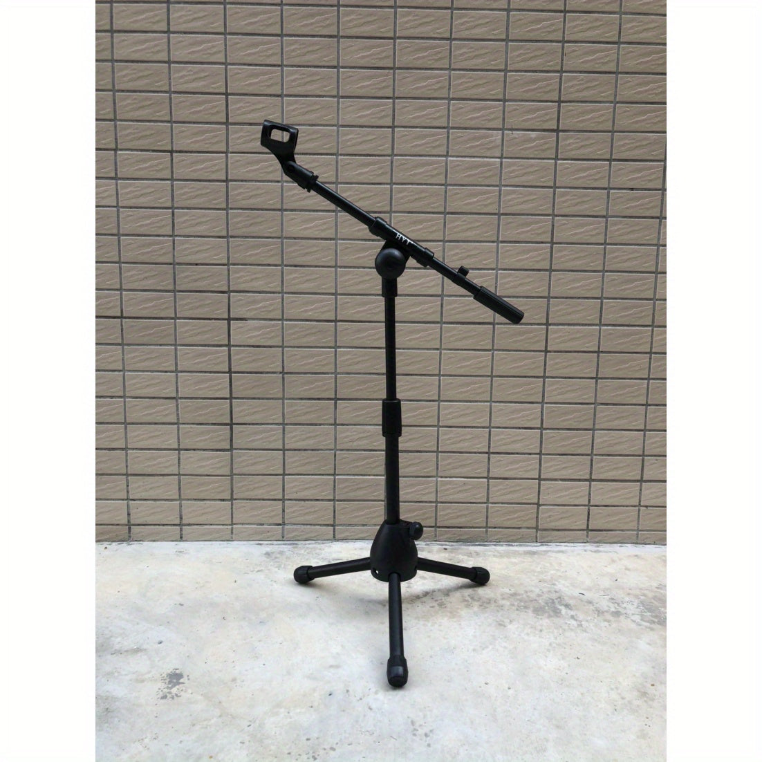 Soporte de micrófono negro ajustable de altura con brazo - Base de trípode de metal resistente para guitarra, Ergu y instrumentos - Perfecto para grabaciones y actuaciones, configuración de equipo de música, acabado metálico elegante, construcción durade