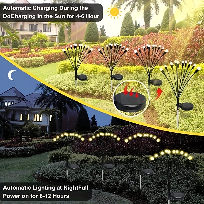 Luces de Columpio Estelares con Energía Solar - 6 LED, Opciones de Blanco Cálido o Multicolor para Decoración de Jardín y Patio Trasero