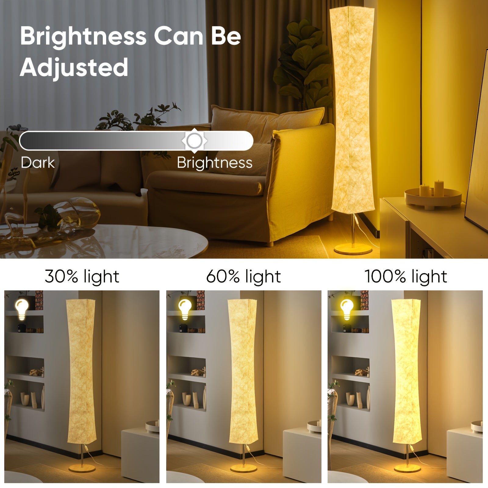 1 Set de lámpara de pie suave para suelo, diseño minimalista de cintura, USB moderna luz cálida ultrafina de 3000K LED pantalla especial de tela luz de balcón, adecuada para regalo de sala de estar y dormitorio