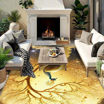 Alfombra de Terciopelo/853g/m² Estampada para Exteriores - Ultra Suave, Antideslizante y Gruesa en Color Crema Francés con Diseño Floral Elegante, Lavable a Máquina, Ideal para Camping y Espacios Modernos, Patrón Grande y Soporte Antideslizante