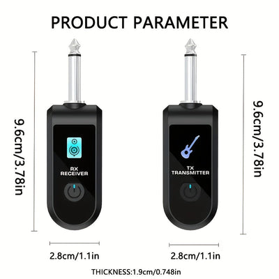 Sistema de captación de guitarra inalámbrico con enchufe de 6,35 mm, batería de litio recargable incorporada, transmisor y receptor inalámbricos para guitarra, violín, teclado, preamplificador y instrumentos electrónicos.