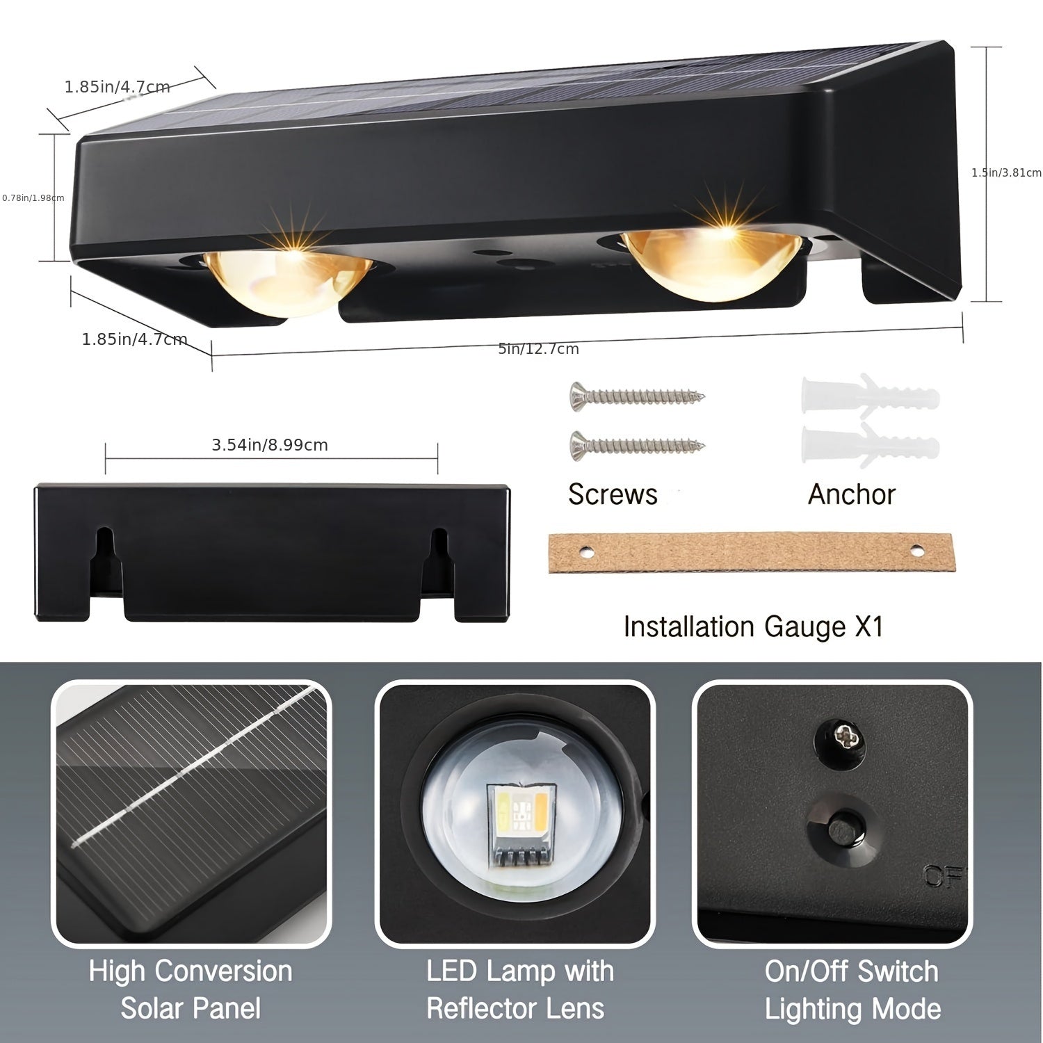 2/4/8pcs Luces Solares para Valla, RGB+Cálido Blanco+Frio Blanco Luces Solares para Valla con 11 Modos de Color, Luces Solares para Pared Exterior, Luces Solares para Terraza, Encendido/Apagado Automático de Anochecer a Amanecer Luces Solares para Jardín