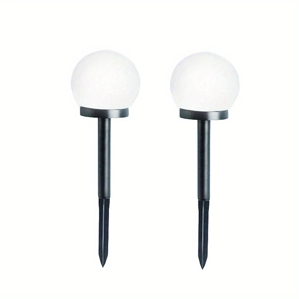 2 piezas de luces solares de bola, lámpara de suelo para exteriores, luces de bombilla redonda blanca, luces de tierra, luces de césped, luces de jardín al aire libre para paisajes