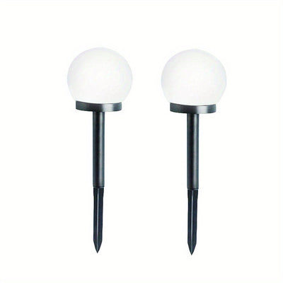2 piezas de luces solares de bola, lámpara de suelo para exteriores, luces de bombilla redonda blanca, luces de tierra, luces de césped, luces de jardín al aire libre para paisajes