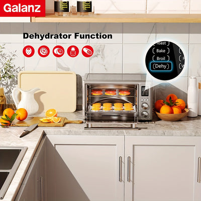 Combinación de Freidora de Aire Galanz, Tostadora y Horno Digital, Combo de Asador Digital 5-en-1, Horno de Convección de Encimera, Tostadora de 6 Rebanadas con Deshidratador de Pizza, Sin Aceite, 4 Accesorios Incluidos, 1800W, 26 Quart, Acero Inoxidable