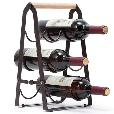 Estante de vino de hierro, estante apilable para almacenamiento de vino tinto con acabado con recubrimiento en polvo.