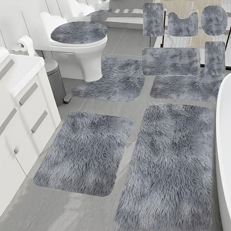 Juego de Alfombras para Baño Nuevo de 5 Piezas con Cubierta para Tapa de Inodoro, Base Antideslizante, Suave y Cómodo Absorbente Grueso Adecuado para Delantero del Lavabo, Zona de la Bañera, Ducha, Regalo para el Día del Padre, Año Nuevo, Navidad, Decora
