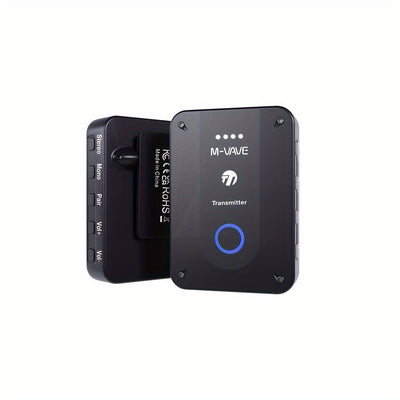 Sistema de micrófono inalámbrico WP-9 de 2,4 GHz con monitor de auriculares, transmisor y receptor recargable por USB-C, funcionalidad de estéreo/mono/silencio, conectividad universal, alimentado por batería de litio