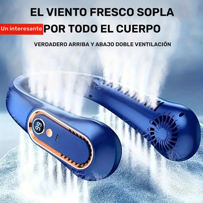 1 Pieza, Ventilador De Cuello Colgante Sin Aspas, Ventilador De Refrigeración Portátil Recargable Por USB Con 5 Velocidades De Viento Y Pantalla Digital, Tecnología Súper Y Diseño Sin Aspas Para Uso En Deportes Al Aire Libre