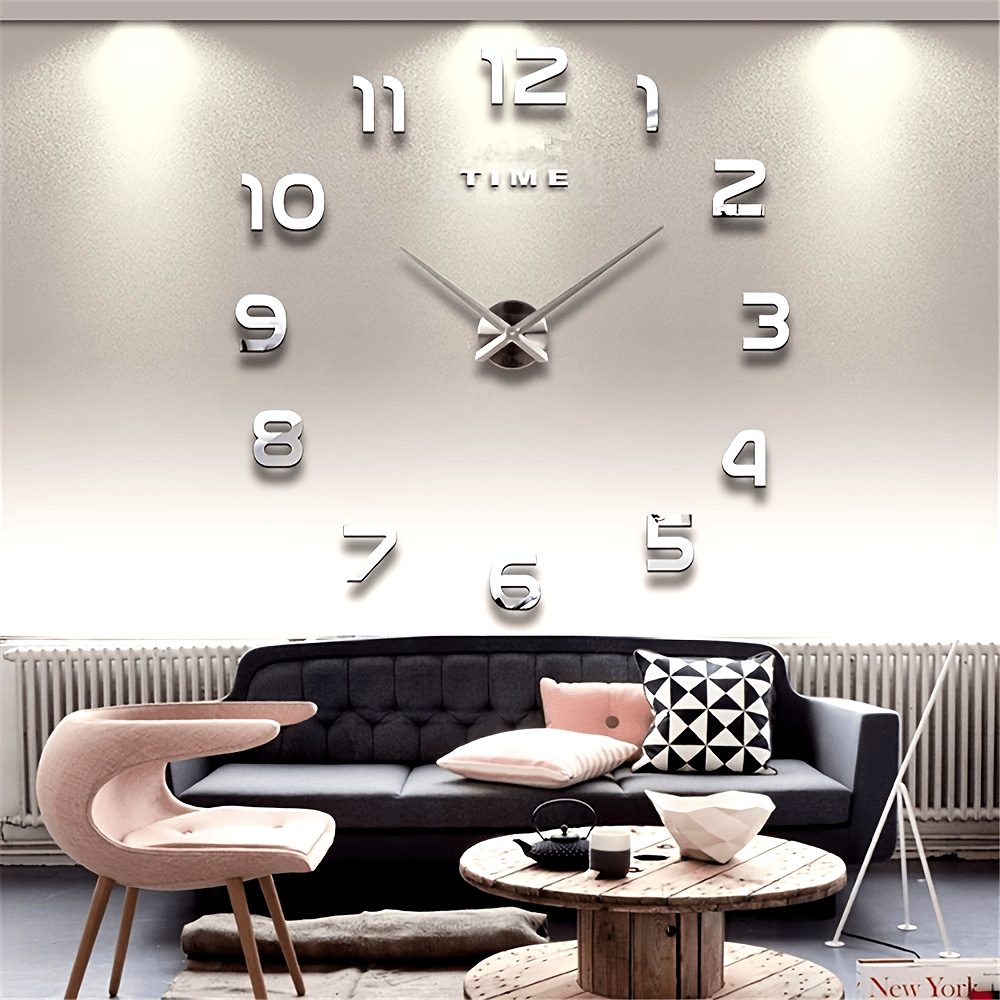 1 Unidad, Reloj Moderno De Pared Grande, Relojes De Cuarzo 3D DIY, Pegatinas De Espejo Acrílico De Moda, Decoración Del Hogar De La Sala De Estar