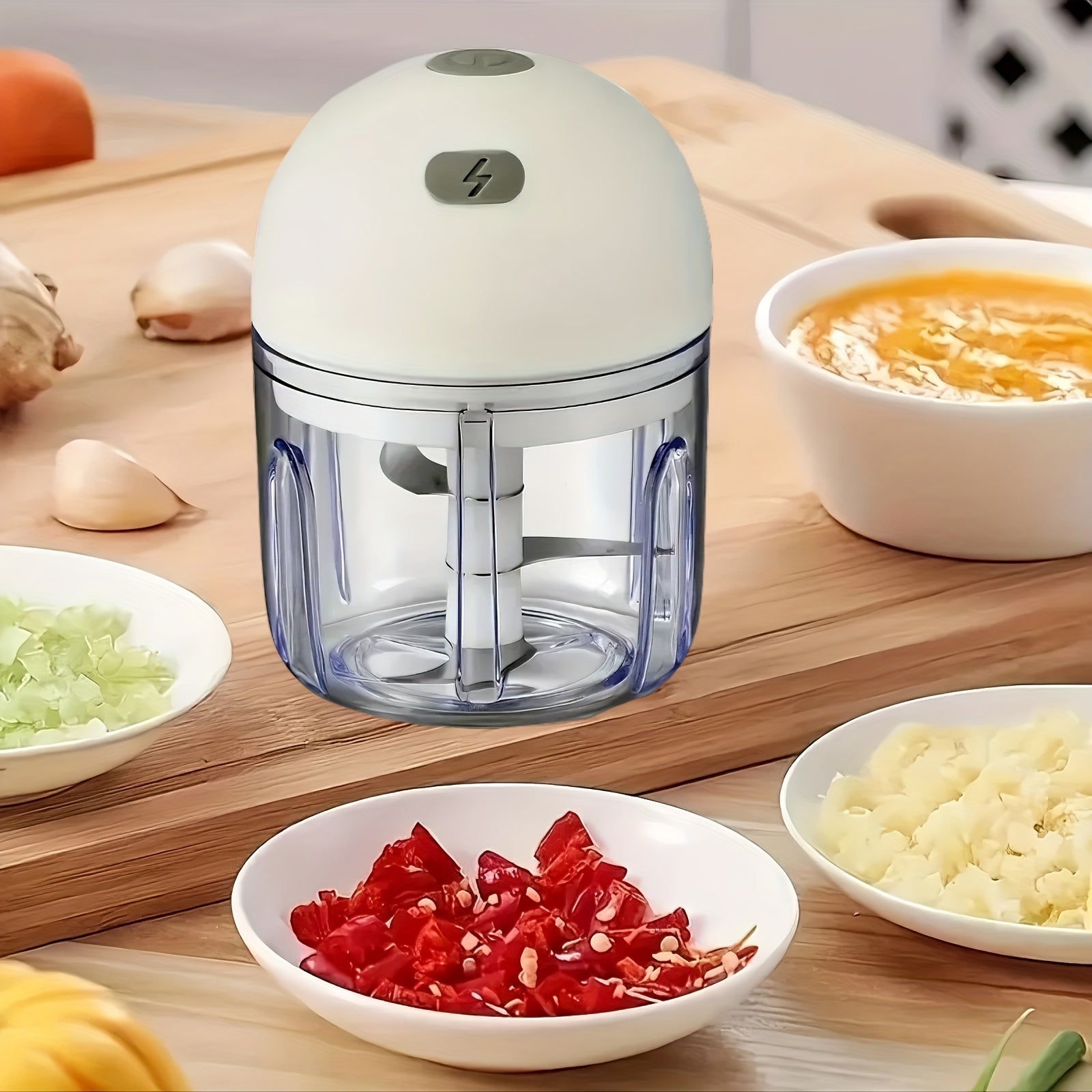 Mezclador Eléctrico de Comida para Bebés 250ml, Picadora de Ajo y Trituradora Portátil Recargable USB con Diseño Reforzado, Ideal para Jengibre, Verduras y Carne, Incluye Interruptor de Seguridad - Procesador de Alimentos para Preparar Purés Infantiles
