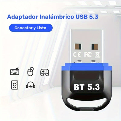 Adaptador de red USB BT5.3, receptor de ultra larga distancia con llave USB, distancia máxima de 20 m/787 pies (distancia abierta), adecuado para ordenadores/auriculares/teclados/ratones/altavoces y otros dispositivos, solo compatible con Windows 11/10/8