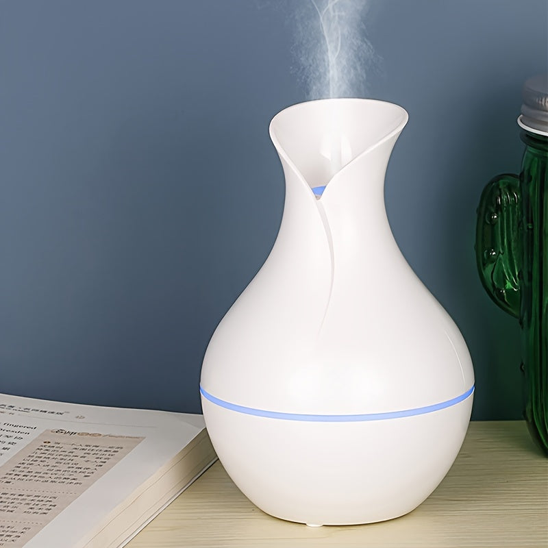 Humidificador ultrasónico USB YAIAWISU con difusor de aceites esenciales, 7 colores LED, niebla fría silenciosa, material de plástico, alimentación por USB para oficina, hogar, dormitorio - Humidificador para una habitación