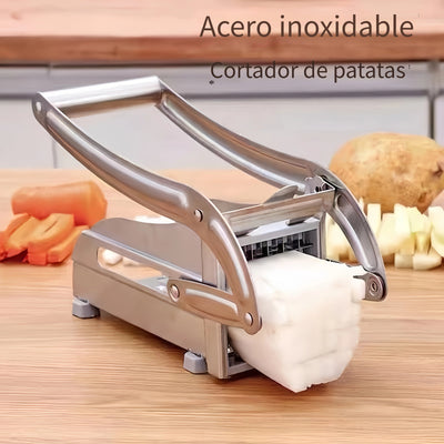Cortador de frutas y verduras de acero inoxidable, cortador de papas, fabricante de patatas fritas, cortador de papas para papas, zanahorias, pepinos - Herramienta de preparación de alimentos duradera y fácil de limpiar