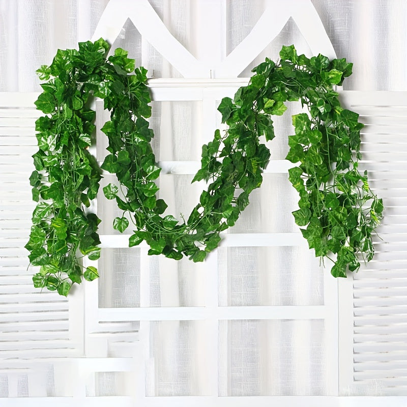 12 piezas de 210 cm/82,68 pulgadas, elegante enramada de hiedra verde colgante para pared - Ramas verdes artificiales para el hogar, jardín y decoración de bodas - Arte de pared versátil para interiores/exterior, decoración de pared de jardín | Enramada