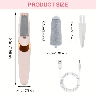 YAIAWISU Lima Eléctrica para Pies - Amoladora y Removedora de Uñas con Batería de Litio, Sin Necesidad de Alcohol, Cargador USB Inalámbrico - Para Hogar o Salón, Pedicura - Rosa Brillante (Mujeres/Hombres), Diseño Elegante, Opción Versátil de Carga