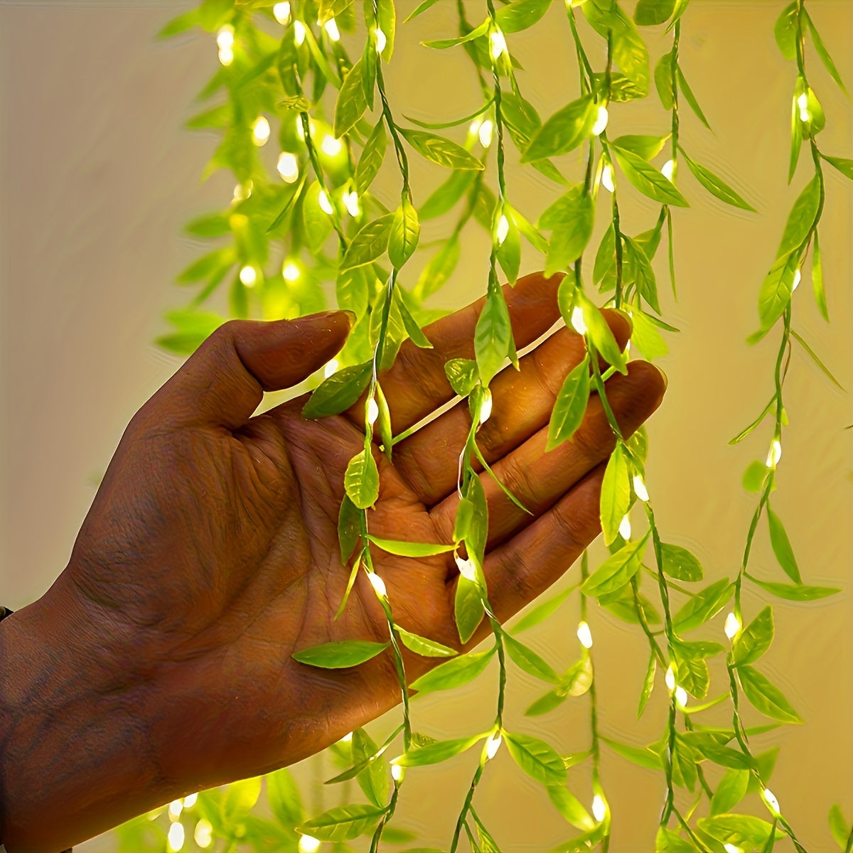 Luces de hadas de sauce artificial de 100 LED, material de PC, 8 modos de iluminación, alimentación por USB, sin batería, adecuadas para fiestas, bodas, decoración de dormitorio, Halloween, Navidad, Acción de Gracias, para mayores de 14 años (1 pieza)