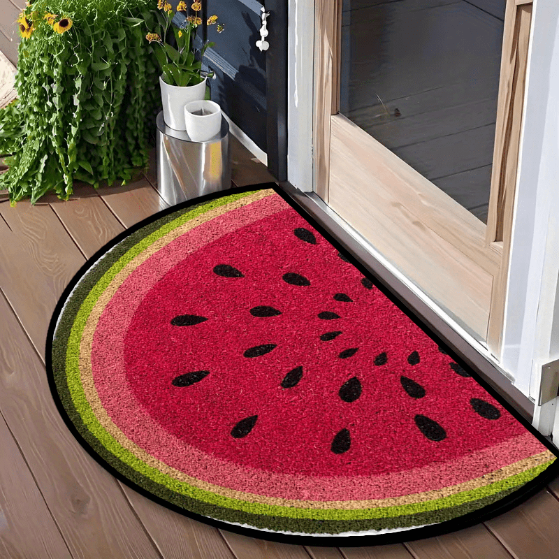 1/2 alfombras de entrada con diseño de sandía, temática veraniega, esponja de 1.2 cm de grosor, ideal para decorar porches, interiores, exteriores y entradas modernas
