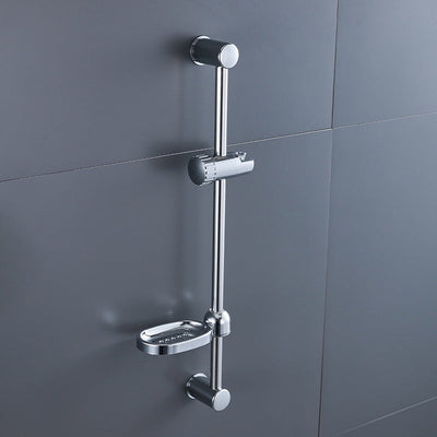 Riel de Ducha Ajustable de Acero Inoxidable con Soporte para Cabezal de Ducha Manual - Barra Deslizante de Baño de 600mm, Diseño Montado en la Pared para Configuraciones Flexibles de Altura, Acabado Metálico , Organización del Duche | Ducha Montada en la