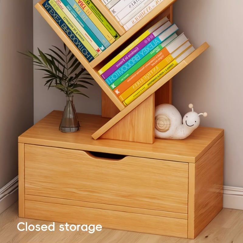 Estantería en Forma de Árbol - Estante Estrecho Ahorrador de Espacio con Acabado en Madera Natural, Soporte Independiente para Sala, Dormitorio u Oficina - Fácil Montaje, Altura 68.58 cm, Organizador Moderno y Decorativo, Almacenamiento para Libros
