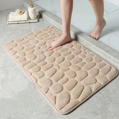 1 alfombra/4 tapetes para piso con relieve de piedras, alfombra de baño de absorción rápida, lavable, secado rápido, suave y cómoda, ideal para decoración del hogar, accesorios de baño, cocina, lavandería, dormitorio, ducha, tapete interior de lujo, anti
