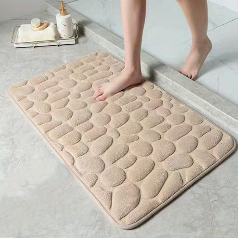 1 alfombra/4 tapetes para piso con relieve de piedras, alfombra de baño de absorción rápida, lavable, secado rápido, suave y cómoda, ideal para decoración del hogar, accesorios de baño, cocina, lavandería, dormitorio, ducha, tapete interior de lujo, anti