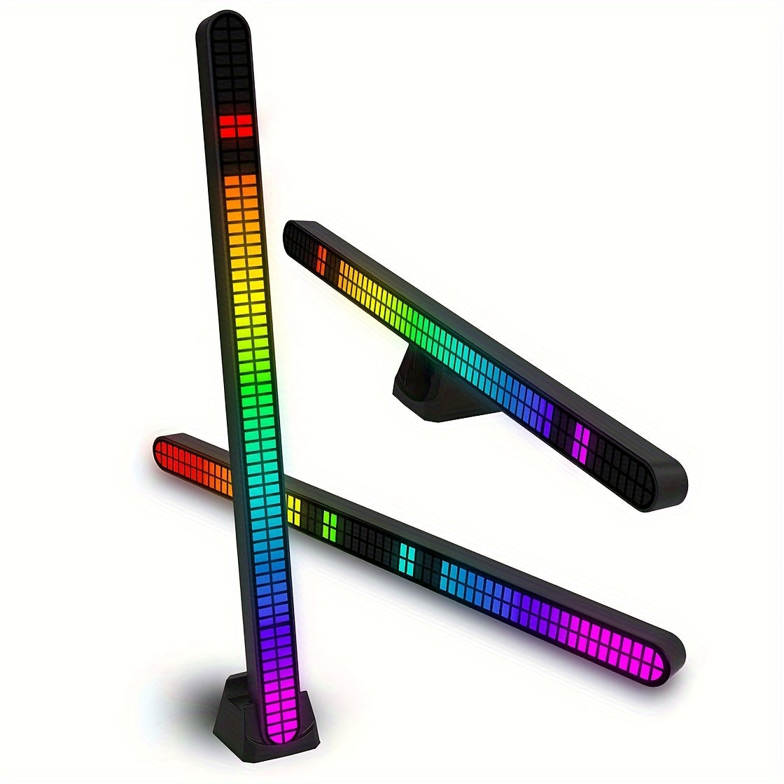 1 Pieza, Doble Fila 64 Bit De Ritmo RGB De Recogida Inalámbrica Controlada Por Voz, De Cadena RGB De Música USB, Barra De RGB De Escritorio, De Ambiente LED, Decoración De Halloween, Decoración De Navidad, Decoración De Bodas, Accesorios De Escritorio De