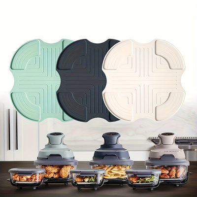 1 pieza de trivets de silicona para freidor de aire Ninja Crispi - Soportes de plato caliente resistentes al calor, soporte de sistema de cocina portátil para freidor de aire de vidrio, Kitchen Aid (gris oscuro), accesorios Crispi