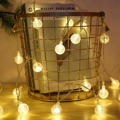 1 bola de luz LED con burbujas, cuerda de luces con esfera de cristal, decoración para habitación, ambiente cálido